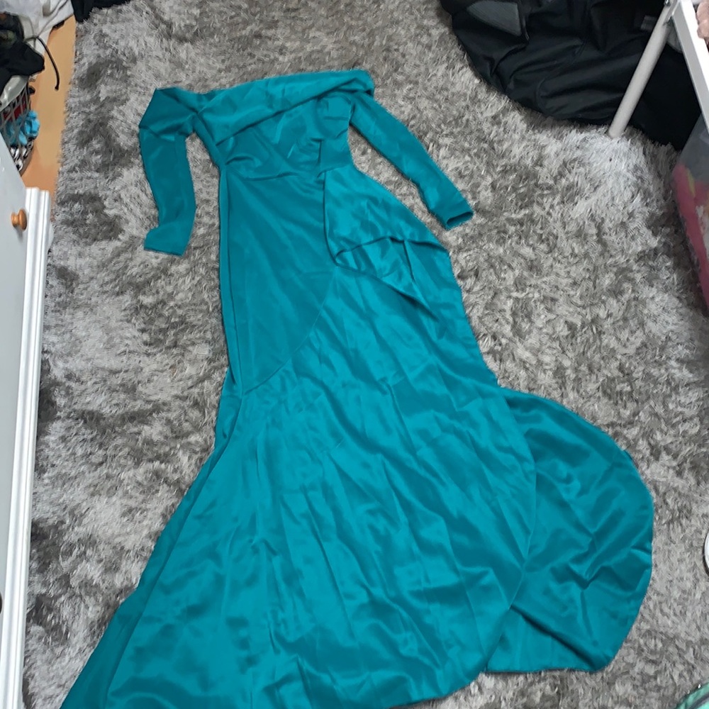 Order Plus Long Green Slit Dress